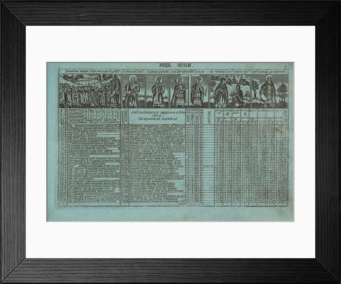 Framed Print : Calendar of Jacob Daniel Bruce, 1709, c.1780. Creator: Anonymous master Framed Print : Calendar of Jacob Daniel Bruce, 1709, c.1780. Creator: Anonymous master