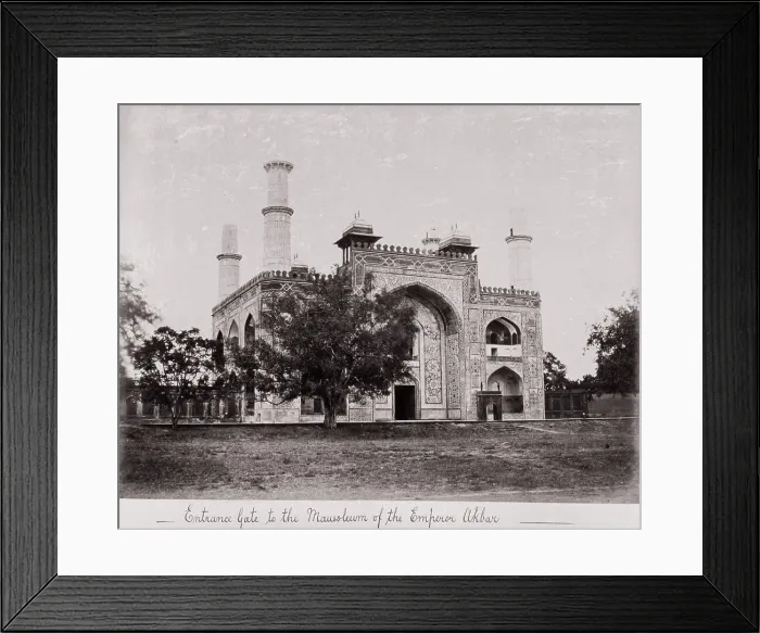 Framed Print : Entrance Gate to the Mausoleum of the Emperor Akbar, Late 1860s. Creator: Samuel Bourne Framed Print : Entrance Gate to the Mausoleum of the Emperor Akbar, Late 1860s. Creator: Samuel Bourne
