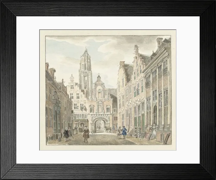 Framed Print : Nieuwstraat in Utrecht with a view of the Dom tower, 1753. Creator: Johanna de Bruyn Framed Print : Nieuwstraat in Utrecht with a view of the Dom tower, 1753. Creator: Johanna de Bruyn