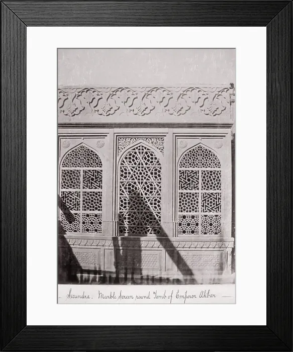 Framed Print : Secundra, Marble Screen round Tomb of Emperor Akabar, Late 1860s. Creator: Samuel Bourne Framed Print : Secundra, Marble Screen round Tomb of Emperor Akabar, Late 1860s. Creator: Samuel Bourne