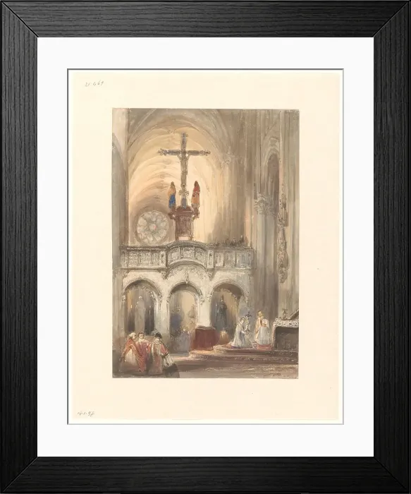 Framed Print : Church interior with Mass, 1827-1891. Creator: Johannes Bosboom
