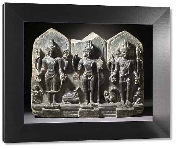 The Hindu Gods Vishnu, Shiva, and Brahma, 10th century. Creator: Unknown