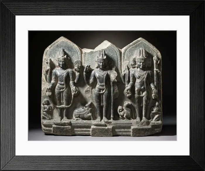 Framed Print : The Hindu Gods Vishnu, Shiva, and Brahma, 10th century. Creator: Unknown Framed Print : The Hindu Gods Vishnu, Shiva, and Brahma, 10th century. Creator: Unknown