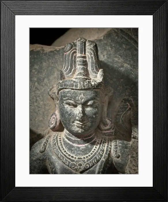 Framed Print : The Hindu Gods Vishnu, Shiva, and Brahma - detail, 10th century. Creator: Unknown Framed Print : The Hindu Gods Vishnu, Shiva, and Brahma - detail, 10th century. Creator: Unknown