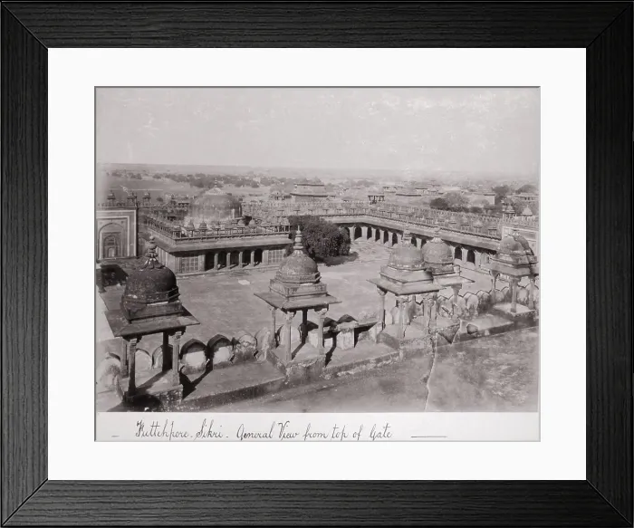 Framed Print : Futtehpore Sikri, General View from top of Gate, Late 1860s. Creator: Samuel Bourne Framed Print : Futtehpore Sikri, General View from top of Gate, Late 1860s. Creator: Samuel Bourne