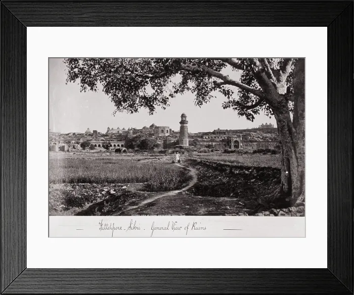 Framed Print : Futtehpore Sikri, General View of the Ruins, Late 1860s. Creator: Samuel Bourne Framed Print : Futtehpore Sikri, General View of the Ruins, Late 1860s. Creator: Samuel Bourne