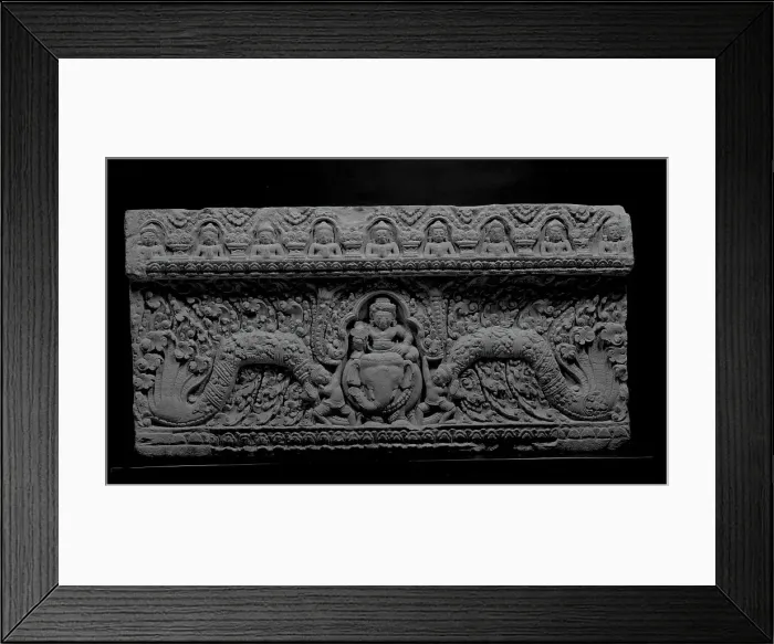 Framed Print : Lintel with the Hindu God Indra on His Elephant Mount, 10th century. Creator: Unknown Framed Print : Lintel with the Hindu God Indra on His Elephant Mount, 10th century. Creator: Unknown