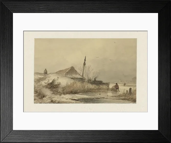 Framed Print : Winter landscape with farm on canal, 1852. Creator: Johannes Franciscus Hoppenbrouwers Framed Print : Winter landscape with farm on canal, 1852. Creator: Johannes Franciscus Hoppenbrouwers
