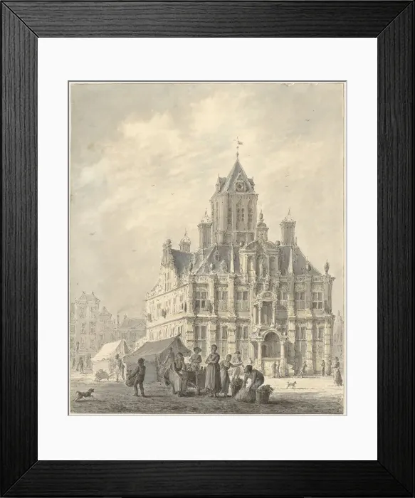 Framed Print : The town hall of Delft, 1780-1836. Creator: Johannes Jelgerhuis Framed Print : The town hall of Delft, 1780-1836. Creator: Johannes Jelgerhuis
