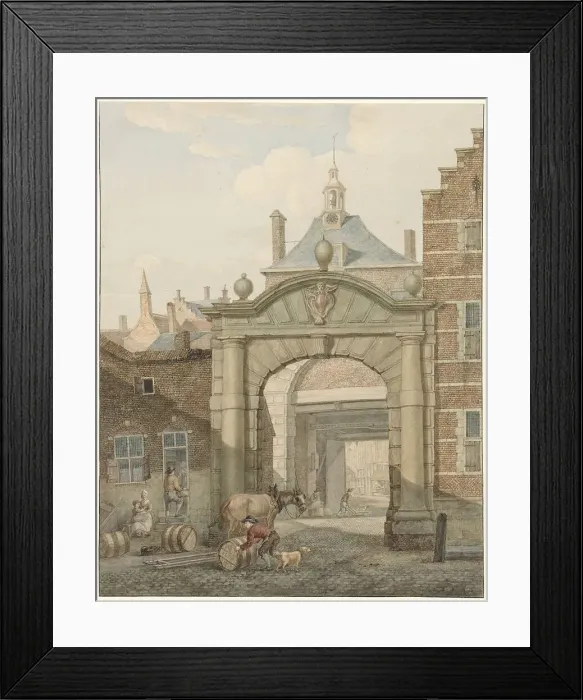 Framed Print : View through a gate in Dordrecht, 1819. Creator: Johannes van Lexmond Framed Print : View through a gate in Dordrecht, 1819. Creator: Johannes van Lexmond
