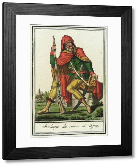 Framed Print : Costumes de Différents Pays, Morlaque du Canton de Segna, c1797. Creators: Jacques Grasset de Saint-Sauveur, LF Labrousse Framed Print : Costumes de Différents Pays, Morlaque du Canton de Segna, c1797. Creators: Jacques Grasset de Saint-Sauveur, LF Labrousse