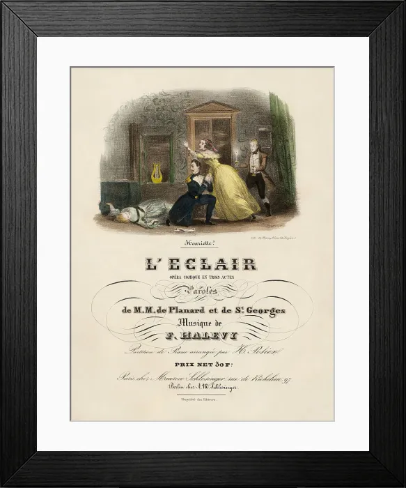 Framed Print : Cover of the vocal score of opera L'éclair by Fromental Halévy, 1836. Creator: Gavarni, Paul (1804-1866). Cover of the vocal score of opera L'éclair by Fromental Halévy, 1836. Creator: Gavarni, Paul (1804-1866) Framed Print : Cover of the vocal score of opera L'éclair by Fromental Halévy, 1836. Creator: Gavarni, Paul (1804-1866). Cover of the vocal score of opera L'éclair by Fromental Halévy, 1836. Creator: Gavarni, Paul (1804-1866)