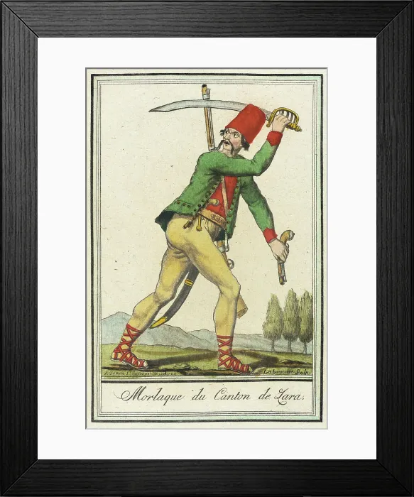 Framed Print : Costumes de Différents Pays, Morlaque du Canton de Lara, c1797. Creators: Jacques Grasset de Saint-Sauveur, LF Labrousse Framed Print : Costumes de Différents Pays, Morlaque du Canton de Lara, c1797. Creators: Jacques Grasset de Saint-Sauveur, LF Labrousse