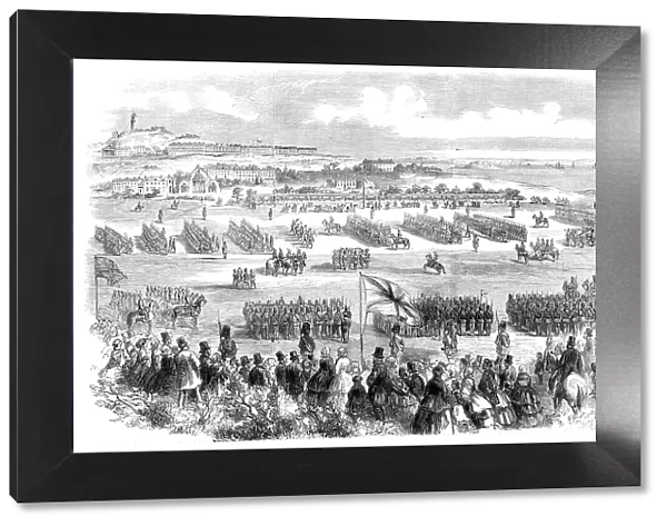 The Review of Rifle Volunteers by the Queen at Edinburgh - the Troops marching past Her Majesty, 1860 Creator: Unknown