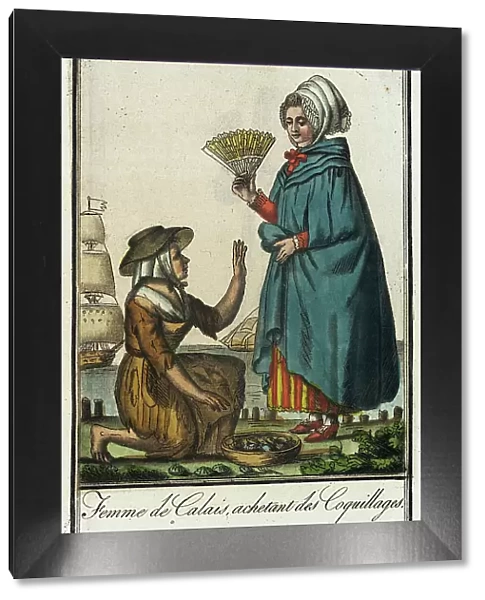 Costumes de Différent Pays, Femme de Calais, Achetant des Coquillages, c1797. Creators: Jacques Grasset de Saint-Sauveur, LF Labrousse