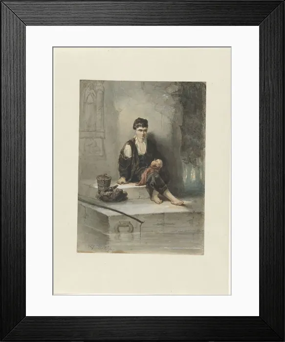 Framed Print : Fisherboy with his meal, 1834-1911. Creator: Jozef Israels Framed Print : Fisherboy with his meal, 1834-1911. Creator: Jozef Israels