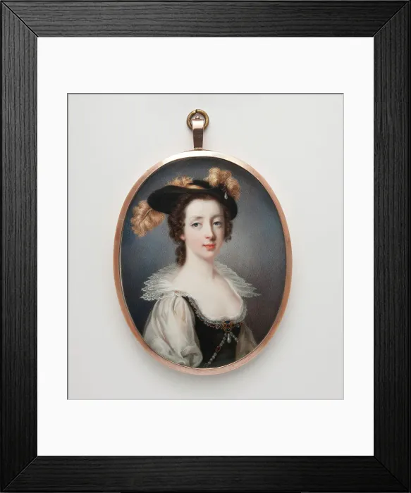 Framed Print : Unknown woman in 17th century costume, early-mid 19th century. Creator: John Cox Dillman Engleheart Framed Print : Unknown woman in 17th century costume, early-mid 19th century. Creator: John Cox Dillman Engleheart