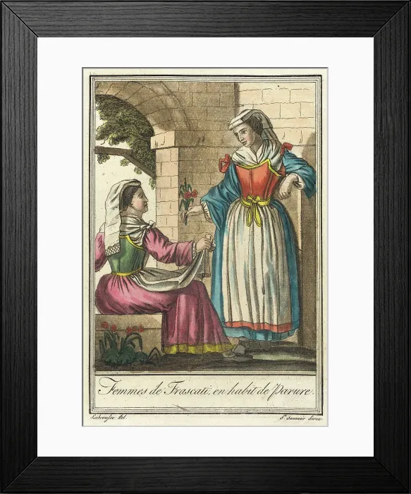 Framed Print : Costumes de Différents Pays, Femmes de Frascati en Habit de Parure, c1797. Creators: Jacques Grasset de Saint-Sauveur, LF Labrousse Framed Print : Costumes de Différents Pays, Femmes de Frascati en Habit de Parure, c1797. Creators: Jacques Grasset de Saint-Sauveur, LF Labrousse