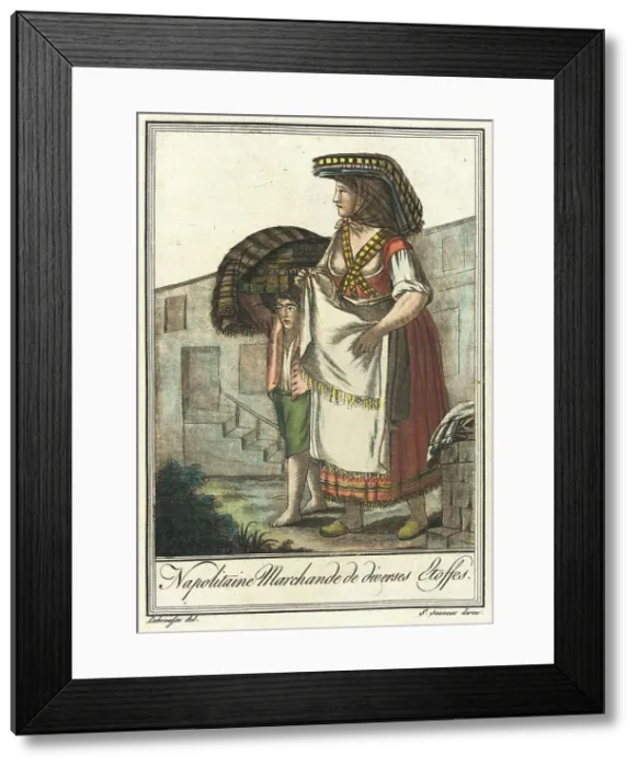 Framed Print : Costumes de Différents Pays, Napolitaine Marchande de Diverses Etoffes, c1797. Creators: Jacques Grasset de Saint-Sauveur, LF Labrousse Framed Print : Costumes de Différents Pays, Napolitaine Marchande de Diverses Etoffes, c1797. Creators: Jacques Grasset de Saint-Sauveur, LF Labrousse