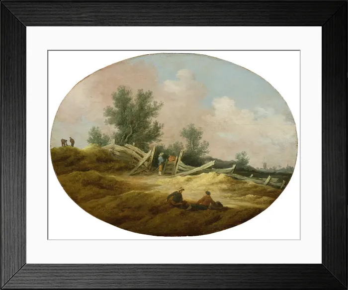 Framed Print : Landscape with a Wooden Fence and Figures, c.1630. Creator: Salomon Ruysdael Framed Print : Landscape with a Wooden Fence and Figures, c.1630. Creator: Salomon Ruysdael