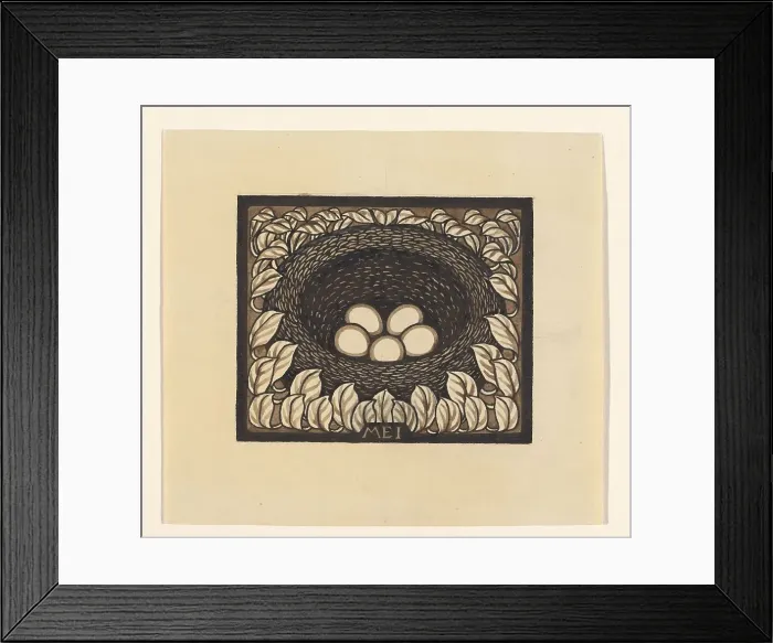 Framed Print : Bird's nest with eggs, 1887-1924. Creator: Julie de Graag Framed Print : Bird's nest with eggs, 1887-1924. Creator: Julie de Graag