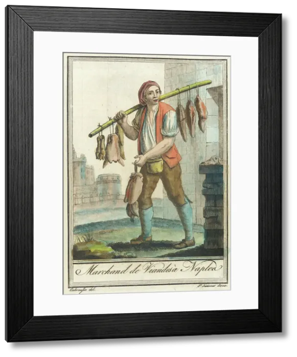 Framed Print : Costumes de Différents Pays, Marchand de Viandesà Naplea, c1797. Creators: Jacques Grasset de Saint-Sauveur, LF Labrousse Framed Print : Costumes de Différents Pays, Marchand de Viandesà Naplea, c1797. Creators: Jacques Grasset de Saint-Sauveur, LF Labrousse