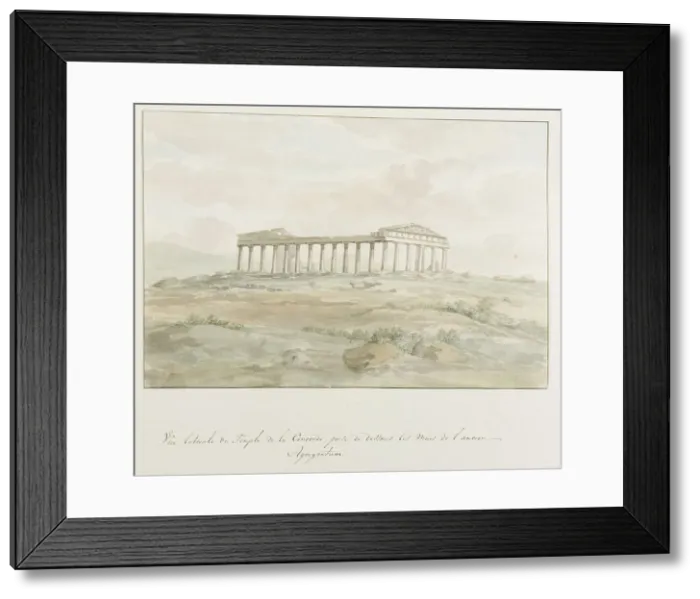 Framed Print : Side view of the Temple of Concordia within the walls of Ancient Agrigento, 1778. Creator: Louis Ducros Framed Print : Side view of the Temple of Concordia within the walls of Ancient Agrigento, 1778. Creator: Louis Ducros