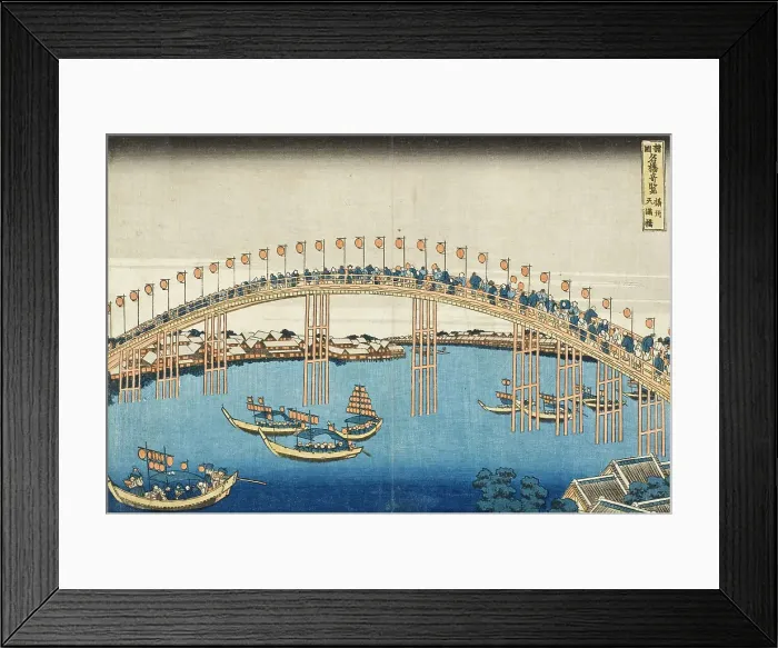 Framed Print : Temma Bridge, Settsu Province, c1835. Creator: Hokusai