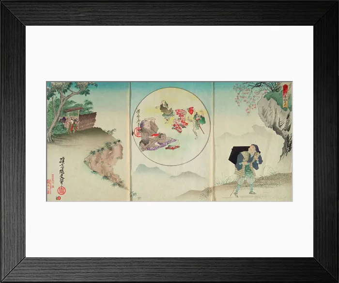 Framed Print : Tale of the Tongue-cut Sparrow, 1892. Creator: Kawanabe Kyosai Framed Print : Tale of the Tongue-cut Sparrow, 1892. Creator: Kawanabe Kyosai