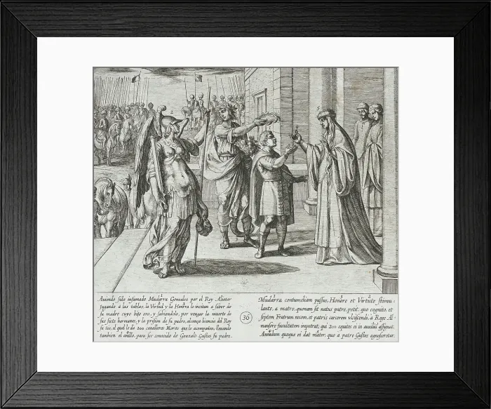 Framed Print : Mudarra Takes Leave of His Mother and Sets Out to Find His Father, 1612. Creator: Antonio Tempesta Framed Print : Mudarra Takes Leave of His Mother and Sets Out to Find His Father, 1612. Creator: Antonio Tempesta