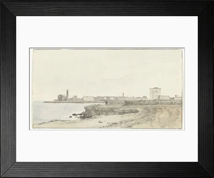 Framed Print : View of Trani located on the coast, 1778. Creator: Louis Ducros Framed Print : View of Trani located on the coast, 1778. Creator: Louis Ducros