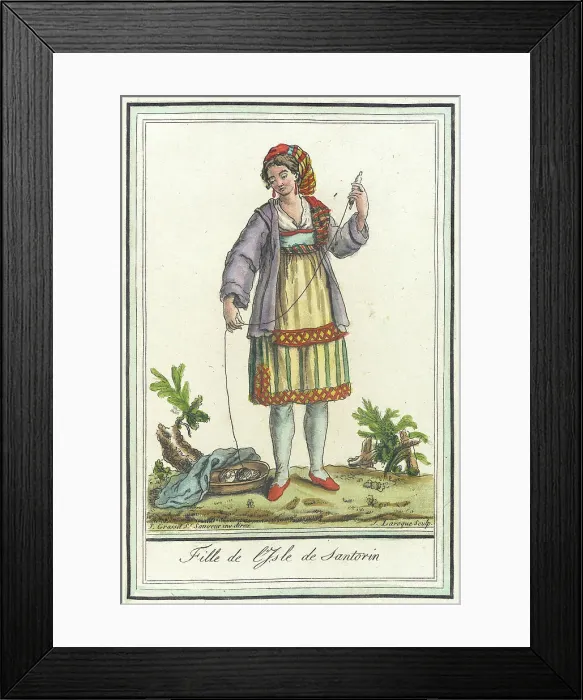 Framed Print : Costumes de Différents Pays, Fille de l'Isle de Santorin, c1797. Creators: Jacques Grasset de Saint-Sauveur, LF Labrousse Framed Print : Costumes de Différents Pays, Fille de l'Isle de Santorin, c1797. Creators: Jacques Grasset de Saint-Sauveur, LF Labrousse