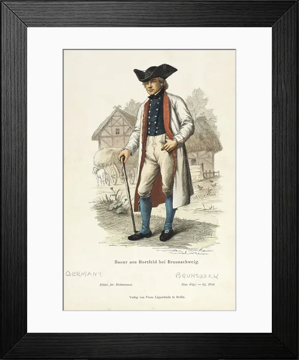 Framed Print : Costume Plate (Bauer aus Bortfeld bei Braunschweig), 19th century. Creator: Berhard Plockhorst Framed Print : Costume Plate (Bauer aus Bortfeld bei Braunschweig), 19th century. Creator: Berhard Plockhorst