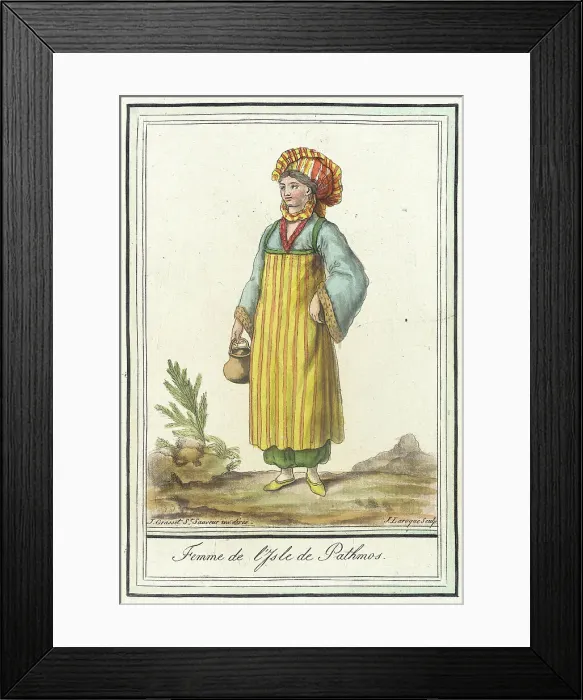 Framed Print : Costumes de Différents Pays, Femme de l'Isle de Pathmos, c1797. Creators: Jacques Grasset de Saint-Sauveur, LF Labrousse Framed Print : Costumes de Différents Pays, Femme de l'Isle de Pathmos, c1797. Creators: Jacques Grasset de Saint-Sauveur, LF Labrousse