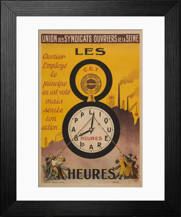 Framed Print : Eight-hour day, 1919. Creator: Doumenq, Félix (1879-1934) Framed Print : Eight-hour day, 1919. Creator: Doumenq, Félix (1879-1934)
