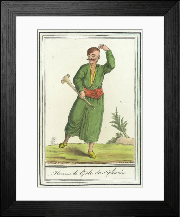 Framed Print : Costumes de Différents Pays, Homme de l'Isle de Siphanto, c1797. Creators: Jacques Grasset de Saint-Sauveur, LF Labrousse Framed Print : Costumes de Différents Pays, Homme de l'Isle de Siphanto, c1797. Creators: Jacques Grasset de Saint-Sauveur, LF Labrousse