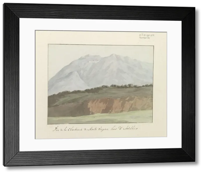 Framed Print : View of the Abbey of Monte Vergine high above Avellino, 1778. Creator: Louis Ducros Framed Print : View of the Abbey of Monte Vergine high above Avellino, 1778. Creator: Louis Ducros
