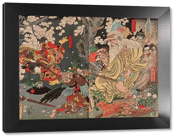 Yoshitsune Training with the Tengu Sojobo, 1863. Creator: Kawanabe Kyosai