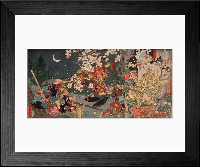 Framed Print : Yoshitsune Training with the Tengu Sojobo, 1863. Creator: Kawanabe Kyosai Framed Print : Yoshitsune Training with the Tengu Sojobo, 1863. Creator: Kawanabe Kyosai