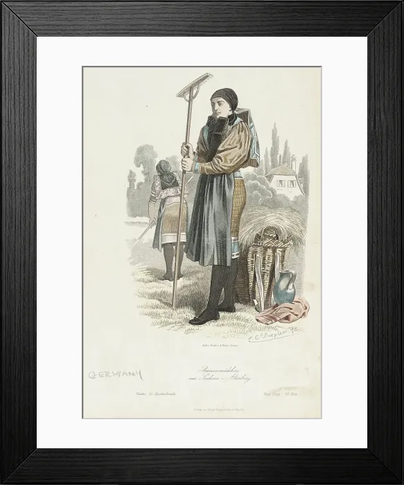 Framed Print : Costume Plate (Bauernmadchen aus Lachsen), 1876. Creators: Carl Emil Doepler, August Weger Framed Print : Costume Plate (Bauernmadchen aus Lachsen), 1876. Creators: Carl Emil Doepler, August Weger
