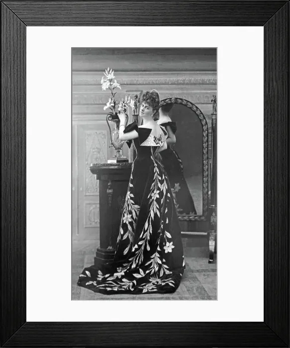 Framed Print : Élisabeth, Countess Greffulhe (1860-1952) wearing the Lily Dress created by Worth, 1896. Creator: Nadar, Gaspard-Félix (1820-1910) Framed Print : Élisabeth, Countess Greffulhe (1860-1952) wearing the Lily Dress created by Worth, 1896. Creator: Nadar, Gaspard-Félix (1820-1910)
