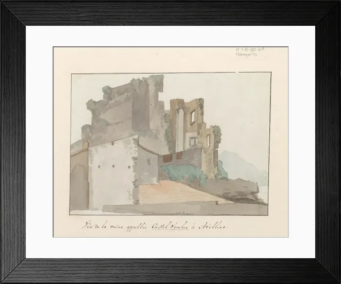 Framed Print : View of Ruin, so-called Castel Vecchio, in Avellino, 1778. Creator: Louis Ducros Framed Print : View of Ruin, so-called Castel Vecchio, in Avellino, 1778. Creator: Louis Ducros