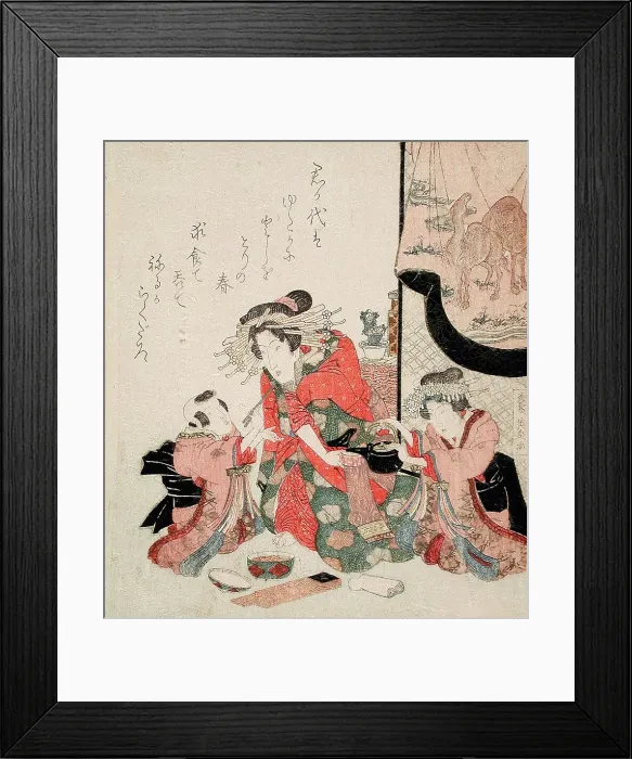 Framed Print : Courtesan with Kamuro and Small Boy, c1830. Creator: Ikeda Eisen Framed Print : Courtesan with Kamuro and Small Boy, c1830. Creator: Ikeda Eisen