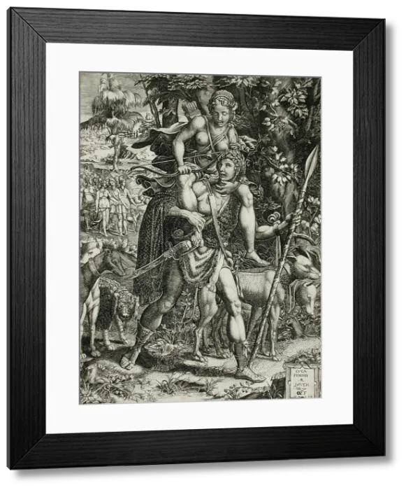 Framed Print : Allegory of the Hunt, 1563. Creators: Gaspare Osello, Giorgio Ghisi Framed Print : Allegory of the Hunt, 1563. Creators: Gaspare Osello, Giorgio Ghisi