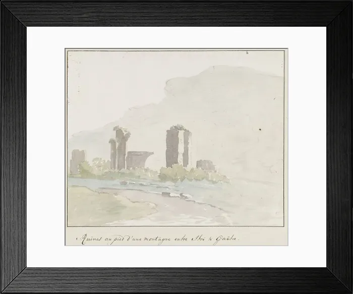 Framed Print : Ruins at the foot of a mountain between Itri and Gaeta, 1778. Creator: Louis Ducros Framed Print : Ruins at the foot of a mountain between Itri and Gaeta, 1778. Creator: Louis Ducros