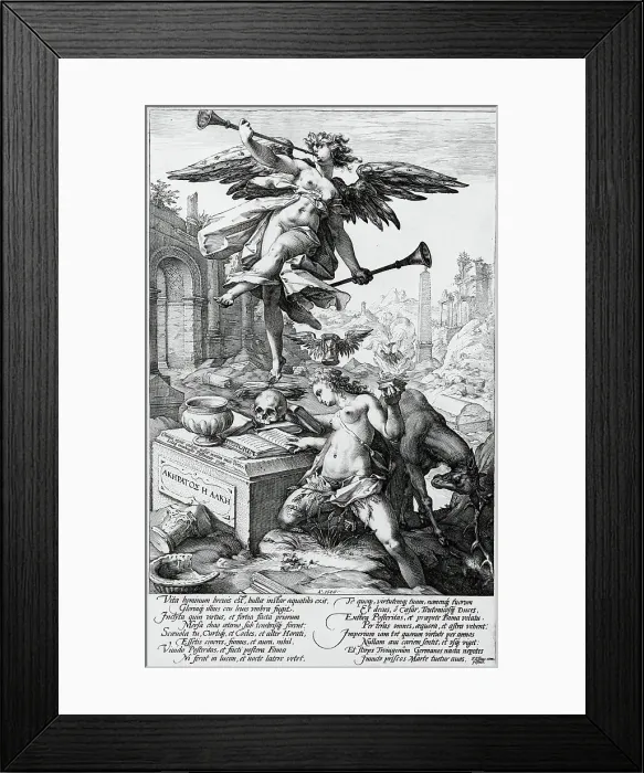 Framed Print : Fame and History, 1586. Creator: Hendrik Goltzius Framed Print : Fame and History, 1586. Creator: Hendrik Goltzius