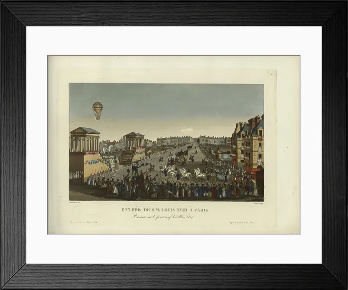 Framed Print : Entrée de Sa Majesté Louis XVIII à Paris, passant sur le Pont-Neuf le 3 mai 1814, 1814-1815. Creator: Courvoisier-Voisin, Henri (1757-1830) Framed Print : Entrée de Sa Majesté Louis XVIII à Paris, passant sur le Pont-Neuf le 3 mai 1814, 1814-1815. Creator: Courvoisier-Voisin, Henri (1757-1830)