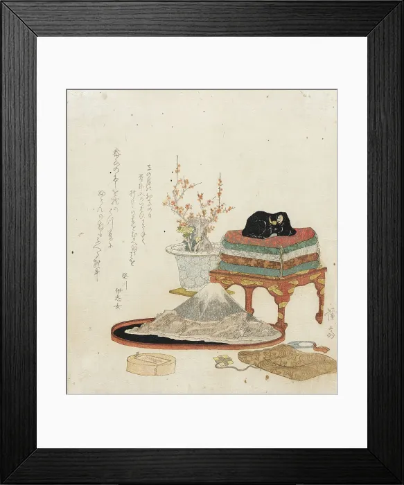 Framed Print : Still Life with Bonsai, Suiseki, and Stroking Ox, 1829. Creator: Ikeda Eisen Framed Print : Still Life with Bonsai, Suiseki, and Stroking Ox, 1829. Creator: Ikeda Eisen