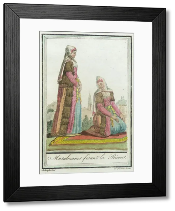 Framed Print : Costumes de Différents Pays, Musulmanes Fesant la Priere, c1797. Creators: Jacques Grasset de Saint-Sauveur, LF Labrousse Framed Print : Costumes de Différents Pays, Musulmanes Fesant la Priere, c1797. Creators: Jacques Grasset de Saint-Sauveur, LF Labrousse