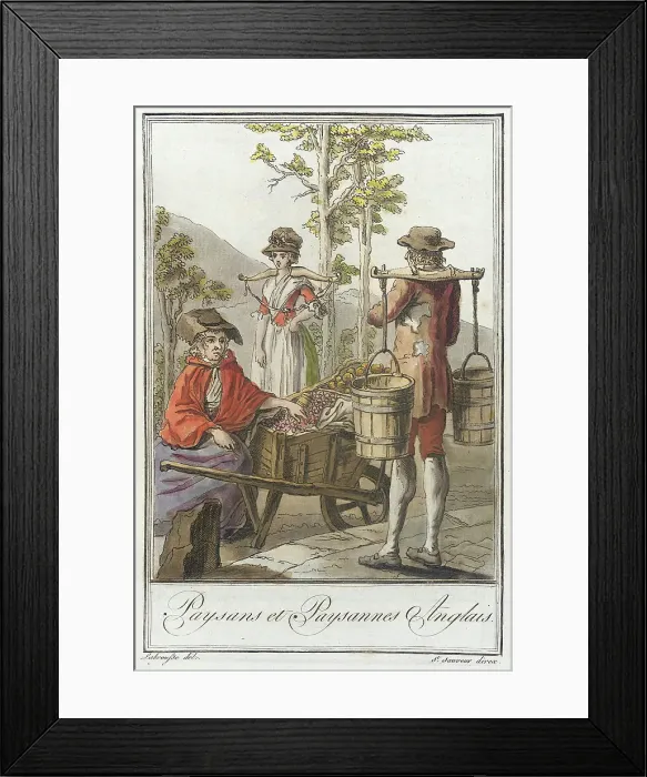 Framed Print : Costumes de Différents Pays, Paysans et Paysannes Anglais, c1797. Creators: Jacques Grasset de Saint-Sauveur, LF Labrousse Framed Print : Costumes de Différents Pays, Paysans et Paysannes Anglais, c1797. Creators: Jacques Grasset de Saint-Sauveur, LF Labrousse